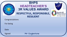 BHPS 3R Values Head's Award Weekly Certificate Term 4 Week 1 Y6 Beethoven Nadir Nassor